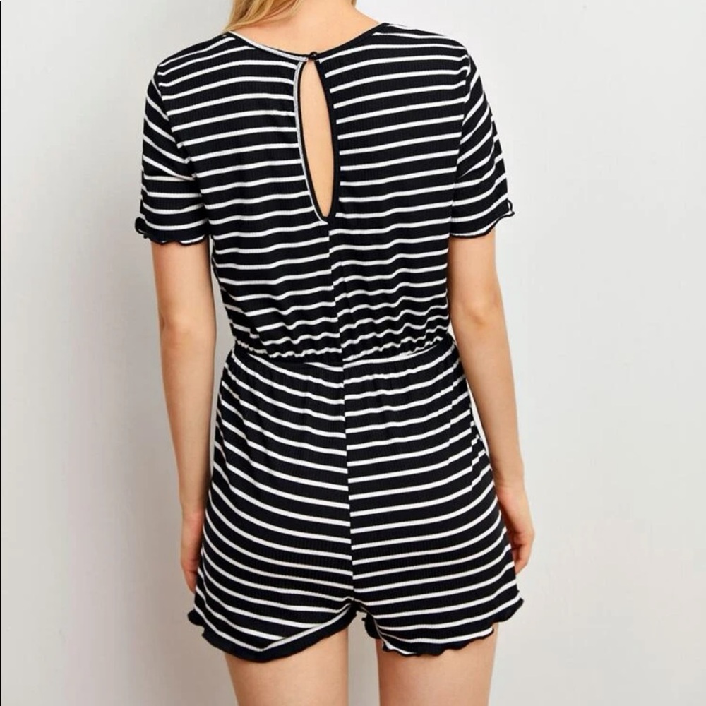 Black and white stripes romper